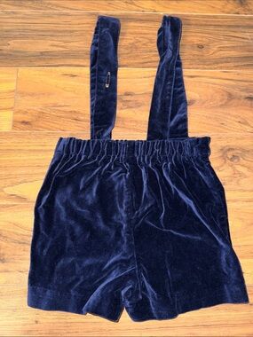 3X Vintage Kids Velvet Suspender Shorts - Navy